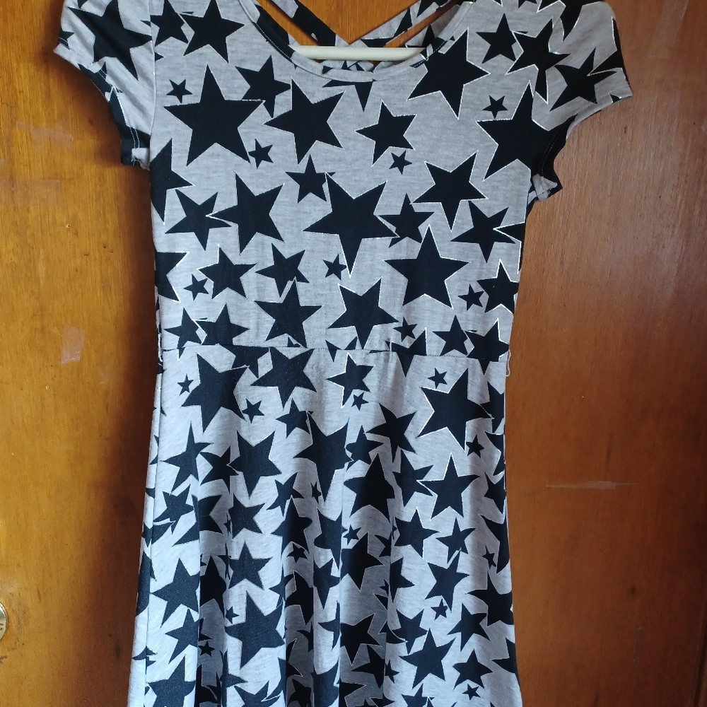 "So" black and Grey star dress size large (12) belt loops, no belt.